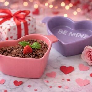 The Cellar Heart Shaped Cocotte Set Stoneware Be Mine Valentine Baking Dishes